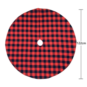 Classic 122cm red and black plaid Christmas tree skirt decoration for festive holiday base