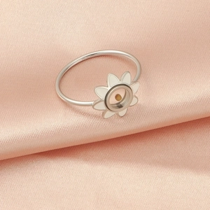 Mustard Seed Sunflower Ring 304 Stainless Steel 18K Gold Plated Enamel Minimalist Daisy Religious Jewelry Unisex