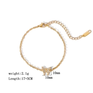 Détail du bracelet papillon plaqué or 18 carats avec dimensions et informations de poids