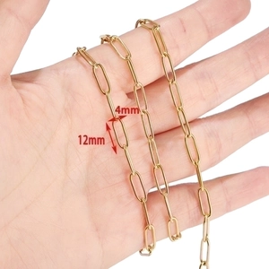 7mm gold stainless steel paperclip chain links for DIY necklaces and bracelets