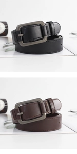 Détails de ceintures en cuir noir et marron avec boucles rectangulaires gris mat élégantes