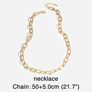 Collana a catena dorata a maglie larghe con lunghezza regolabile 50+5cm su bianco