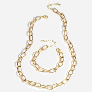 Collana A Catena Grossa Minimalista Rame Placcato Oro 18K Choker Gioielli Retro Hip Hop Per Donna