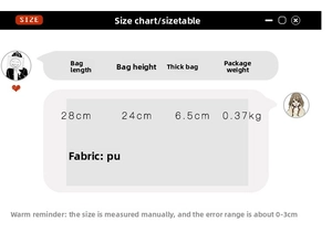 Size chart showing dimensions: 28cm length, 24cm height, and 6.5cm width for mushroom bag