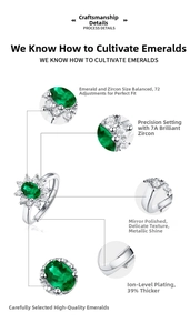 Detailed view of emerald ring with 7A zircon inlay and mirror-polished finish