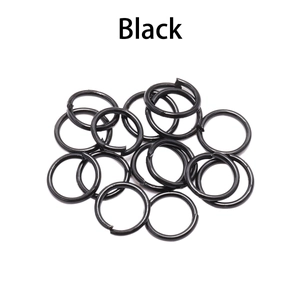 Macro detail of high-quality black iron open jump rings for DIY jewelry link making