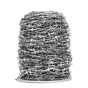 Bulk roll of 5mm silver stainless steel cross link chain for DIY jewelry making