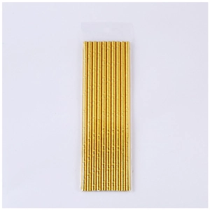 Disposable gold paper straws set in clear packaging for birthday party table decoration