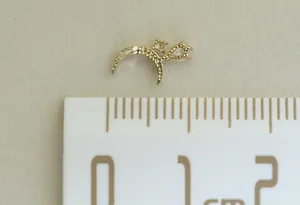 Detailed size reference of 14K gold-plated S925 silver moon stud with cubic zirconia