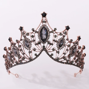 Vintage Baroque Bridal Crown Tiara Alloy Rhinestone Crystal Headpiece For Wedding Birthday Party Women Hair Accessories