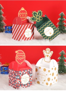 Four styles of festive Christmas apple gift boxes with themed decorative inserts