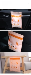 Self-adhesive disposable car trash bags with cartoon pig pattern in multiple scenarios