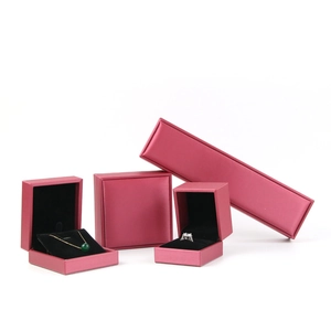 Premium rose red PU leather jewelry box set for rings, necklaces and bracelets storage