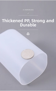 Close-up of thick PP plastic storage container wall thickness compared with a coin