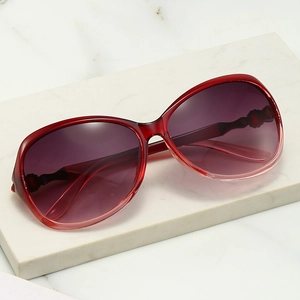 Women Oversized Oval Sunglasses With Plastic Frame Gradient PC Lens UV400 Protection Metal Trim Fashion Travel Accessory