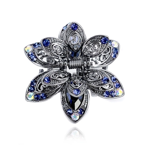 Vintage Hair Claw Clip Alloy Rhinestone Crystal Hollow Out Floral Geometric Hair Accessory For Women