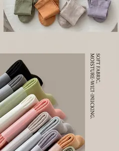 Detail of Morandi-colored mid-calf cotton socks showing soft breathable knit texture