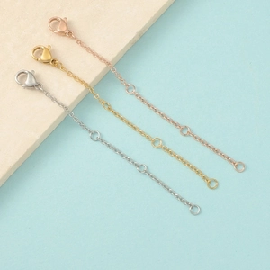 Adjustable necklace extender chains with lobster clasps in gold silver and rose gold finishes