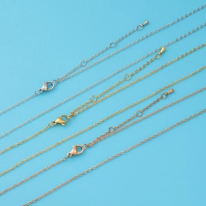 Stainless steel O-chains in silver, gold, and rose gold with lobster clasps and extenders