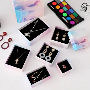 Pastel gradient cloud jewelry box set for rings necklaces and earrings packaging