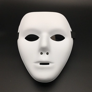 Classic white full face hip hop dance mask for Halloween with black elastic strap