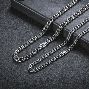 Collana E Bracciale A Catena Cubana Acciaio Al Titanio Lucidato Hip Hop Streetwear Gioielli Di Moda Per Uomini E Donne