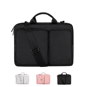 Laptop Briefcase Bag Waterproof Polyester Fleece Lining Shockproof Multi Pocket Business Travel Shoulder Messenger Bag