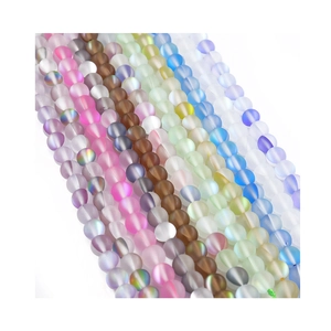 Frosted rainbow crystal beads in multiple colors for DIY jewelry making and crafts