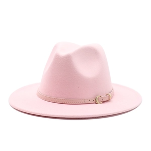 Fedora Hat Wool Felt Wide Flat Brim With Belt Buckle Unisex Fashion Jazz Cap Elegant Accessories