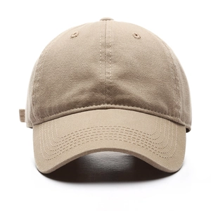 Classic khaki washed cotton baseball cap with adjustable strap and curved brim
