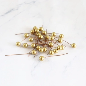 Golden 10mm round berry picks for Christmas floral DIY crafts and gift box decorations
