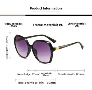 Detailed technical diagram of square oversized sunglasses with dimensions and specifications
