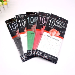 Five-pack of assorted premium tissue gift wrap sheets in colors and polka dot patterns