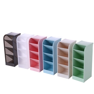 Minimalist transparent plastic 4-slot desk organizers in multiple colors for pens