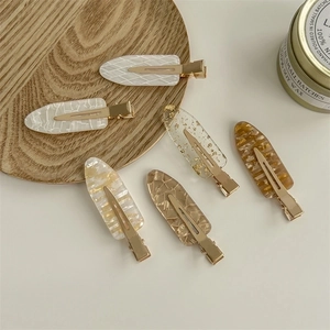 French Minimalist No Crease Hair Clips Resin Acrylic Duckbill Side Bangs Hairpins For Women Makeup Styling