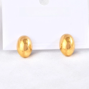 Minimalist gold-tone hollow drop earrings with a polished mirror finish for daily wear