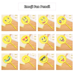 Detailed grid view of 12 creative emoji-themed fan pens with yellow cartoon expressions