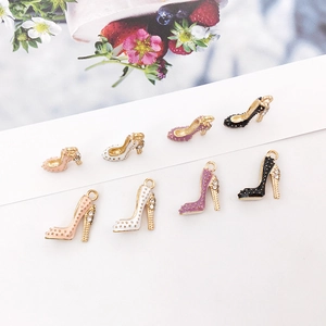 Details zu DIY-Anhängern in High-Heel-Form aus Legierung mit funkelnden Strasssteinen