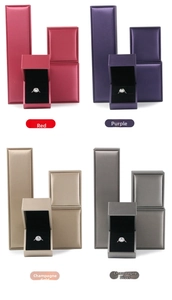 Luxury PU leather jewelry boxes in Red, Purple, Champagne Gold and Silver sets
