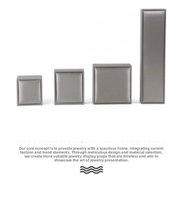 Set of four grey brushed PU leather jewelry boxes for rings, pendants and necklaces