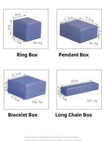 Detailed dimensions of brushed PU leather jewelry boxes for rings, bangles and necklaces