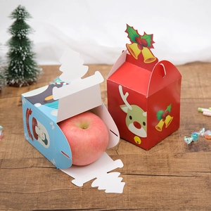 Boîtes cadeaux de Noël pour pommes en rouge et bleu avec fermeture sapin festif