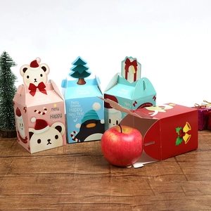 Boîtes cadeaux de Noël en carton coloré avec motifs de dessins animés pour pommes et bonbons