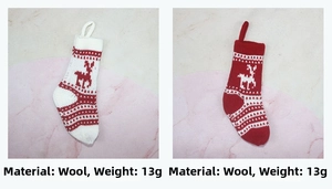 Détails de mini chaussettes de Noël en laine tricotée avec motifs de renne rouge et blanc