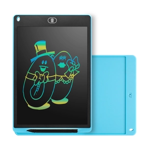 12-inch LCD writing tablet for kids with colorful handwriting and screen lock in light blue