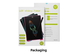 Detailed view of the 12-inch LCD writing tablet packaging and product specifications