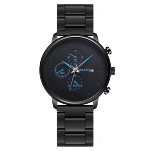 Men's Quartz Watch Metal Strap Fashion Business Wristwatch With Calendar Multiple Sub-dials Chronograph Style