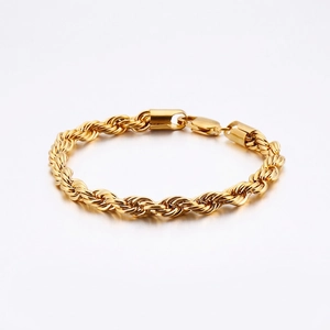 Bracciale A Catena Di Corda Acciaio Inossidabile Intrecciato Tessuto Hip Hop Gioielli Moda Minimalista Uomo Donna