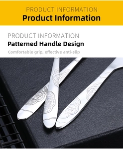 Close-up of engraved pattern on stainless steel cutlery handles with matte texture