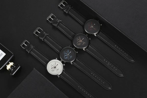 Business quartz watches with leather straps and multi-dial faces in various colors